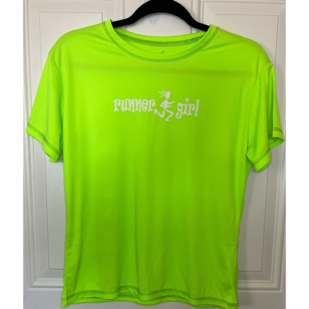Bay Six USA Women’s Large Neon Green Short Sleeve Runner Girl Activewear Top.